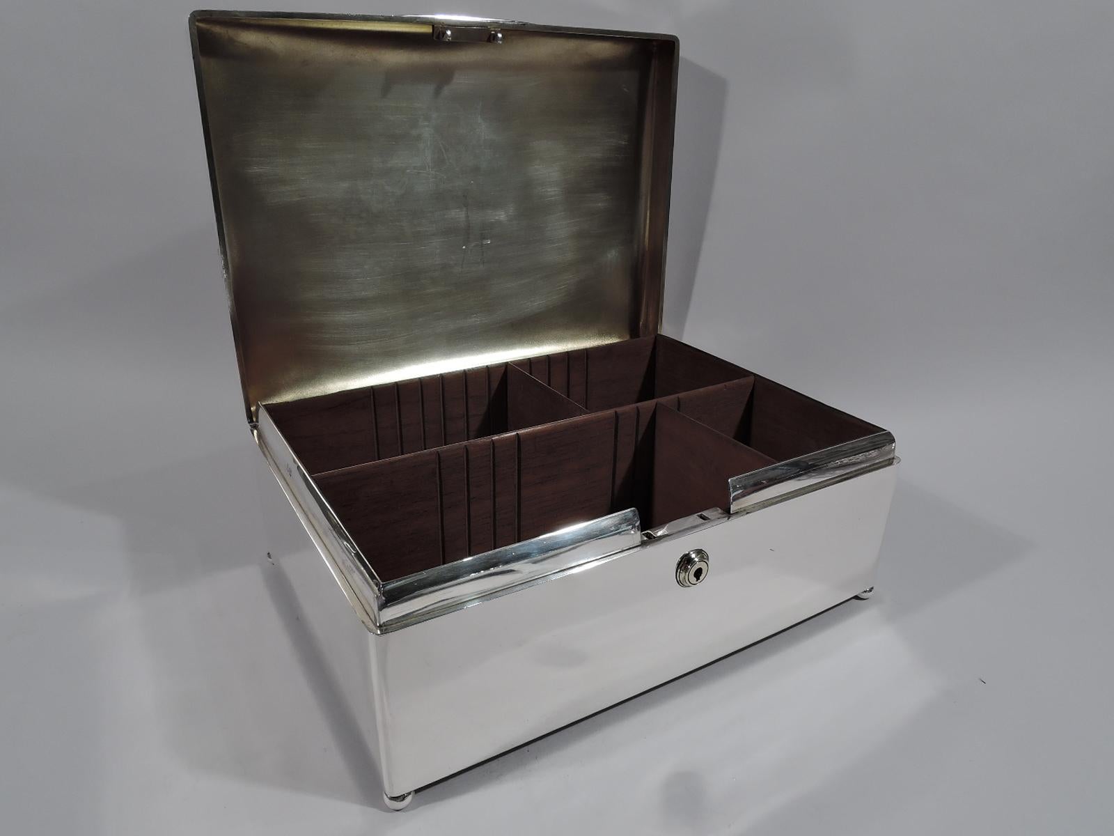 English Super-Sized Sterling Silver Alpha Cigar Box by Walker & Hall