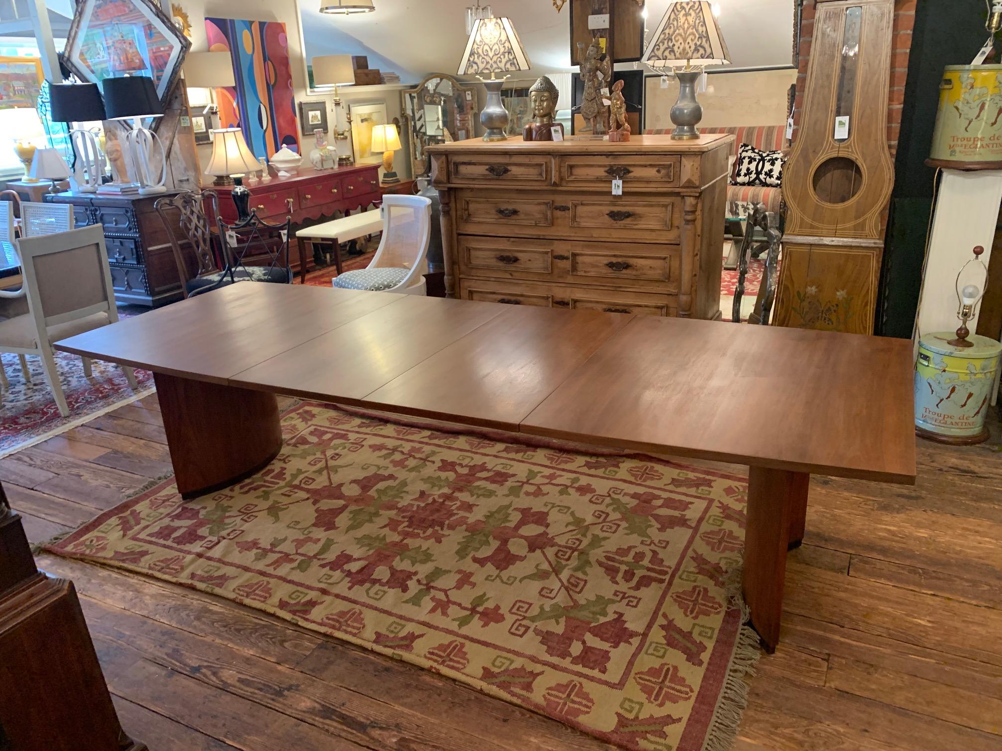 American Super Sophisticated Very Large Mid-Century Modern Sleek Walnut Dining Table