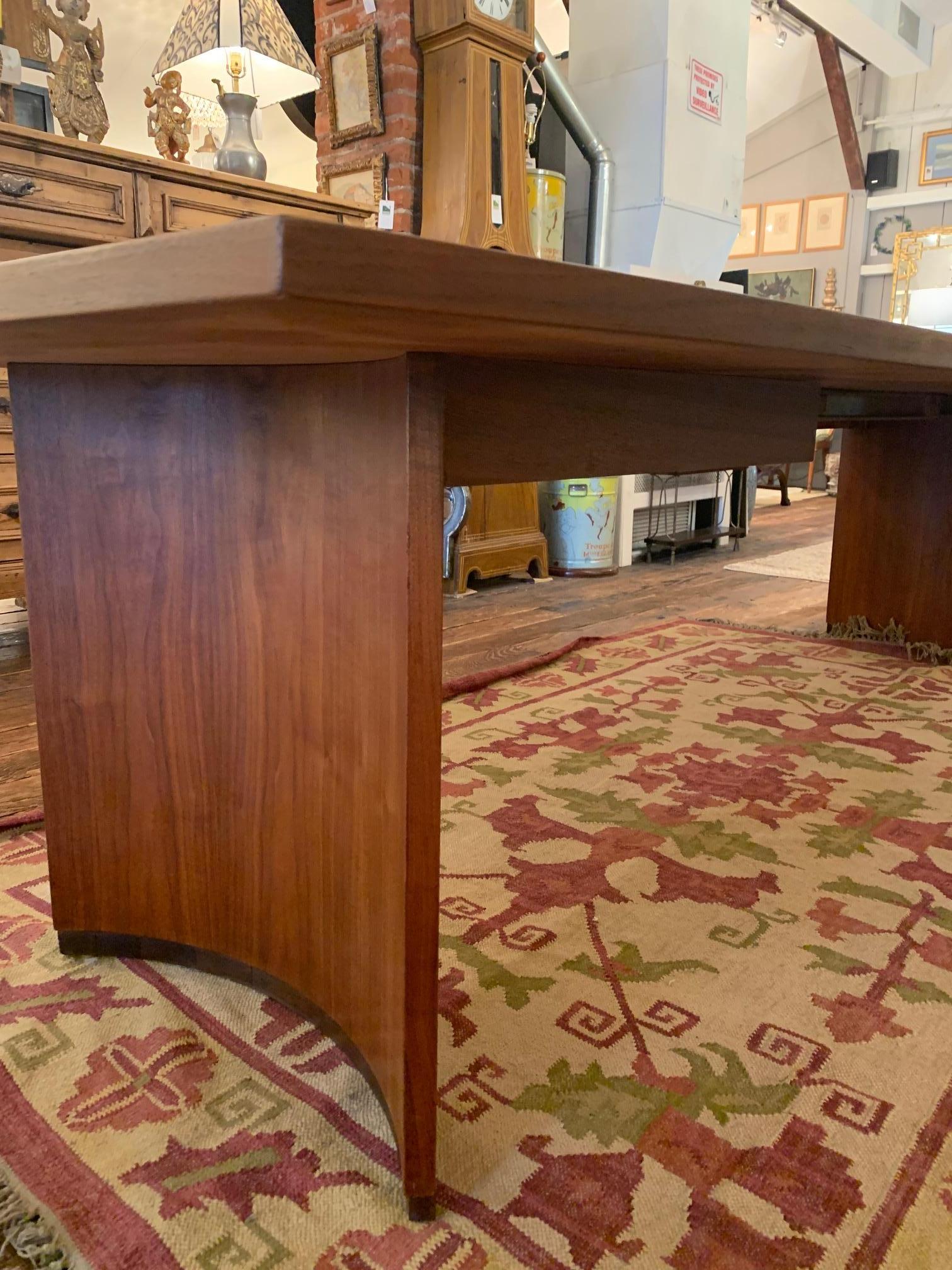 Super Sophisticated Very Large Mid-Century Modern Sleek Walnut Dining Table 1