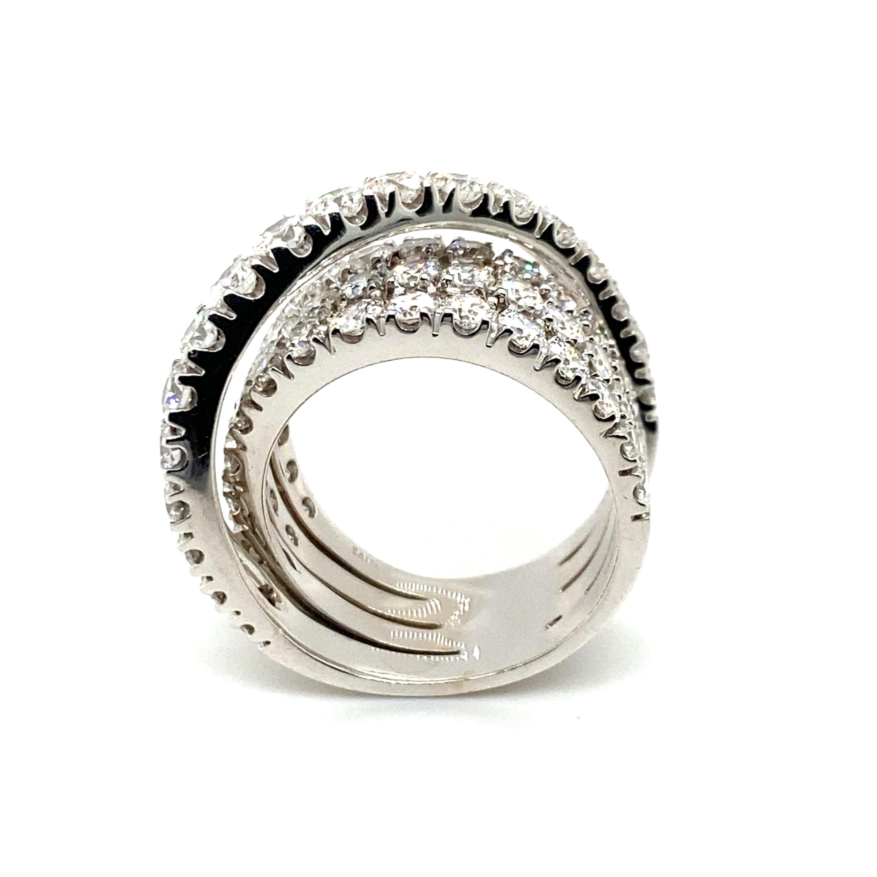 Brilliant Cut Super Sparkling Diamond Ring by Crivelli in 18 Karat White Gold For Sale
