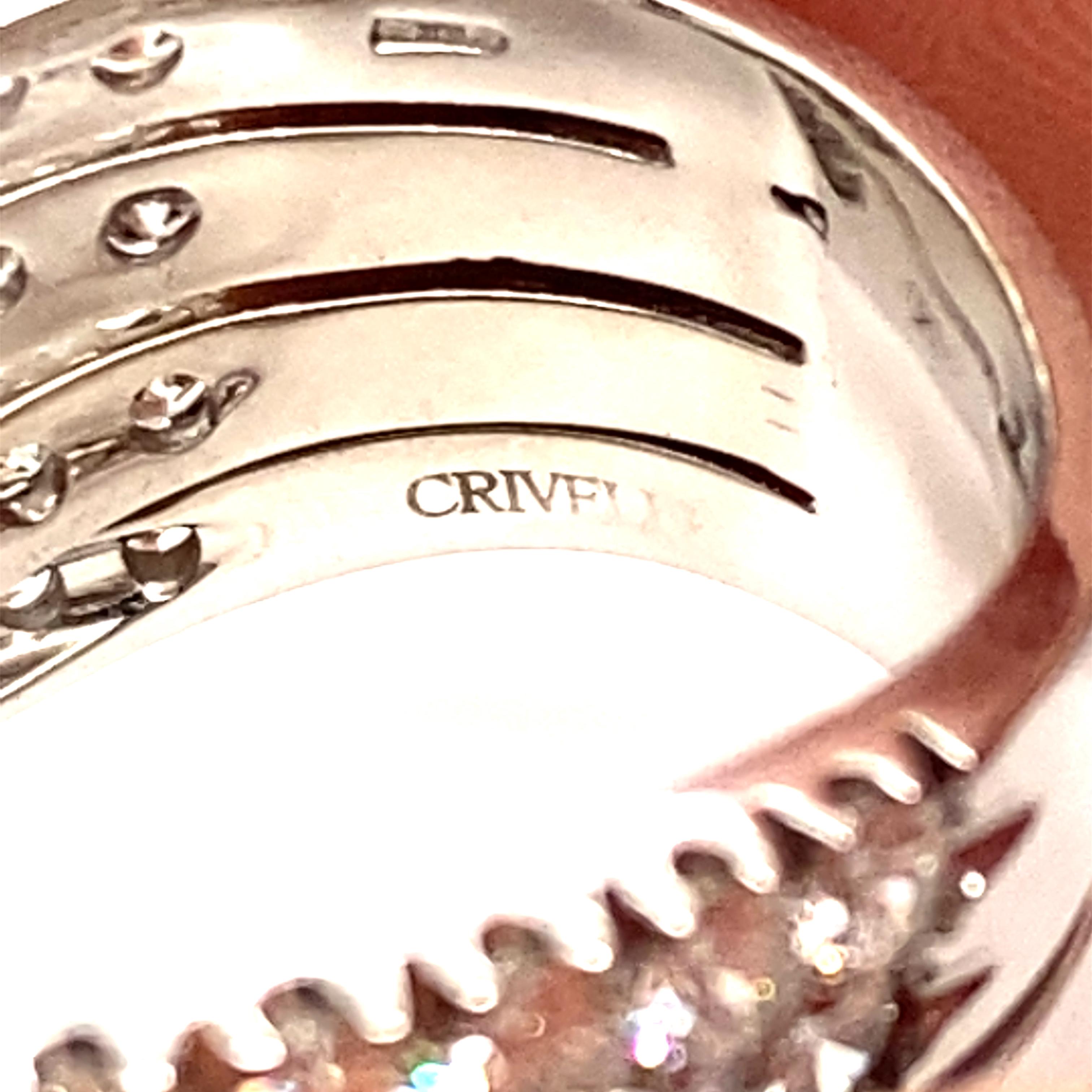 Women's or Men's Super Sparkling Diamond Ring by Crivelli in 18 Karat White Gold For Sale