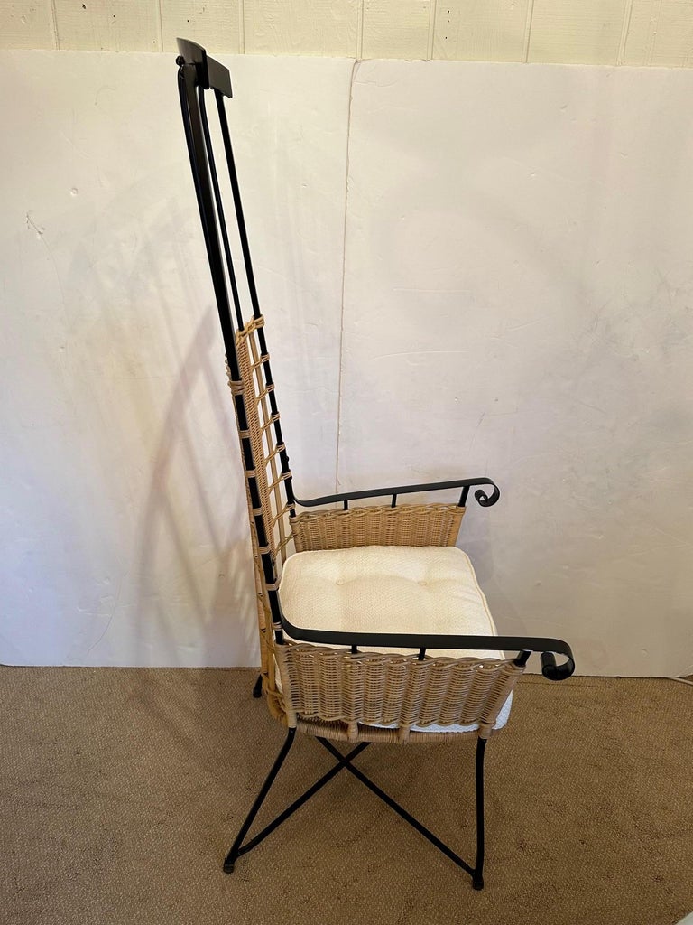 Super Stylish Century Thomas O'Brien Dorset High Back Wood and Rattan