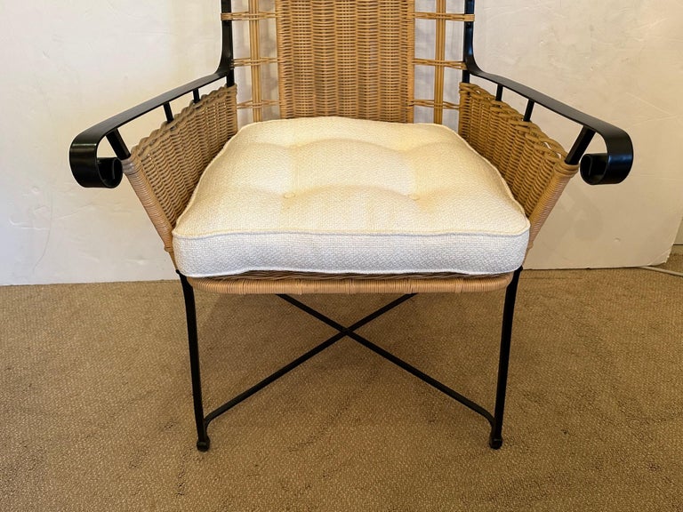 Super Stylish Century Thomas O'Brien Dorset High Back Wood and Rattan