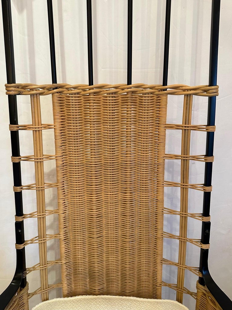 Super Stylish Century Thomas O'Brien Dorset High Back Wood and Rattan