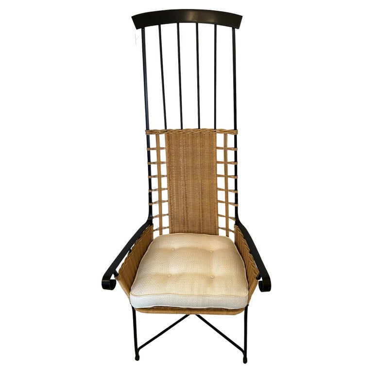 Super Stylish Century Thomas O'Brien Dorset High Back Wood and Rattan