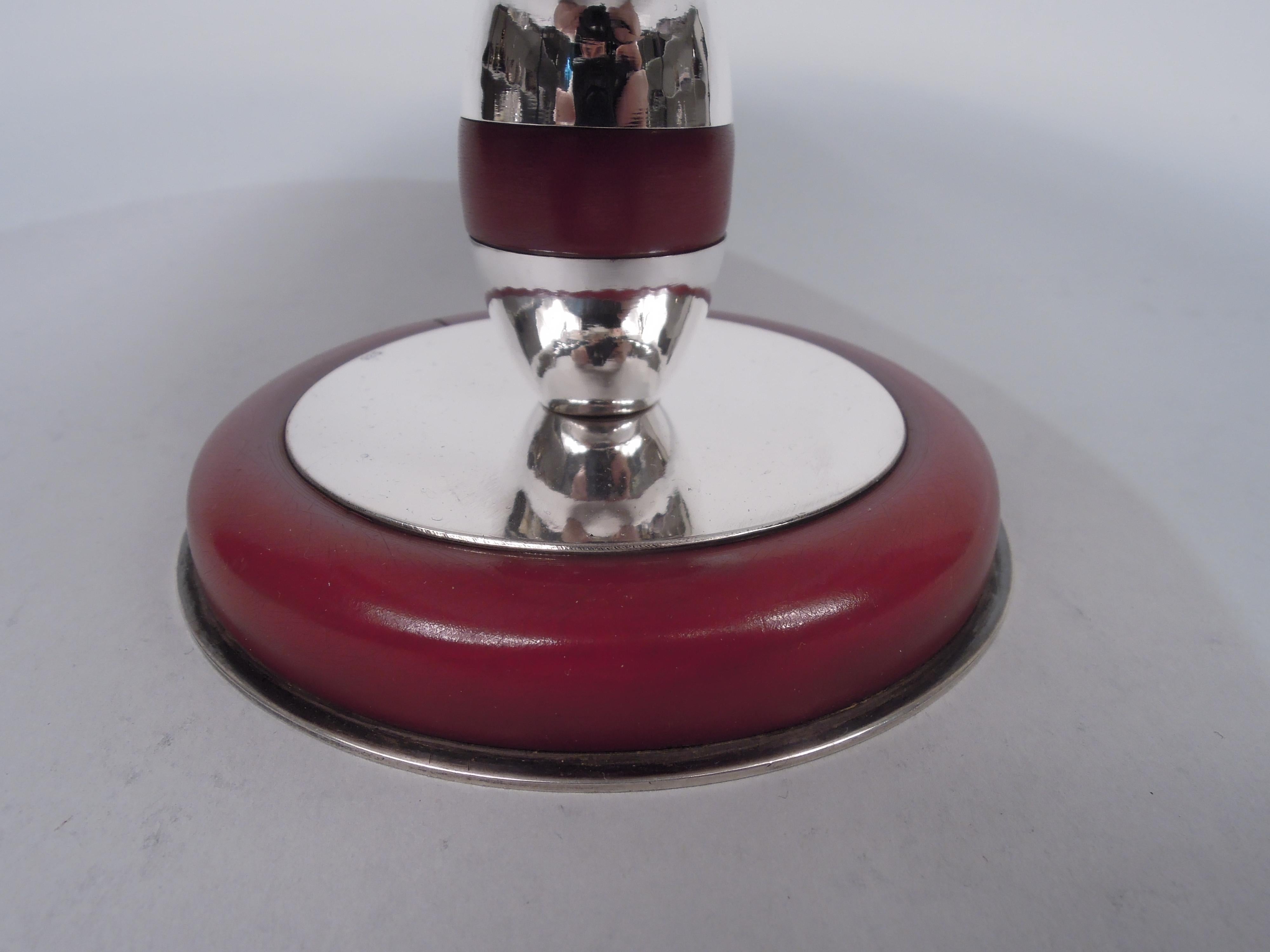 Super Stylish Italian Art Deco Sterling Silver and Bakelite Compote In Good Condition For Sale In New York, NY