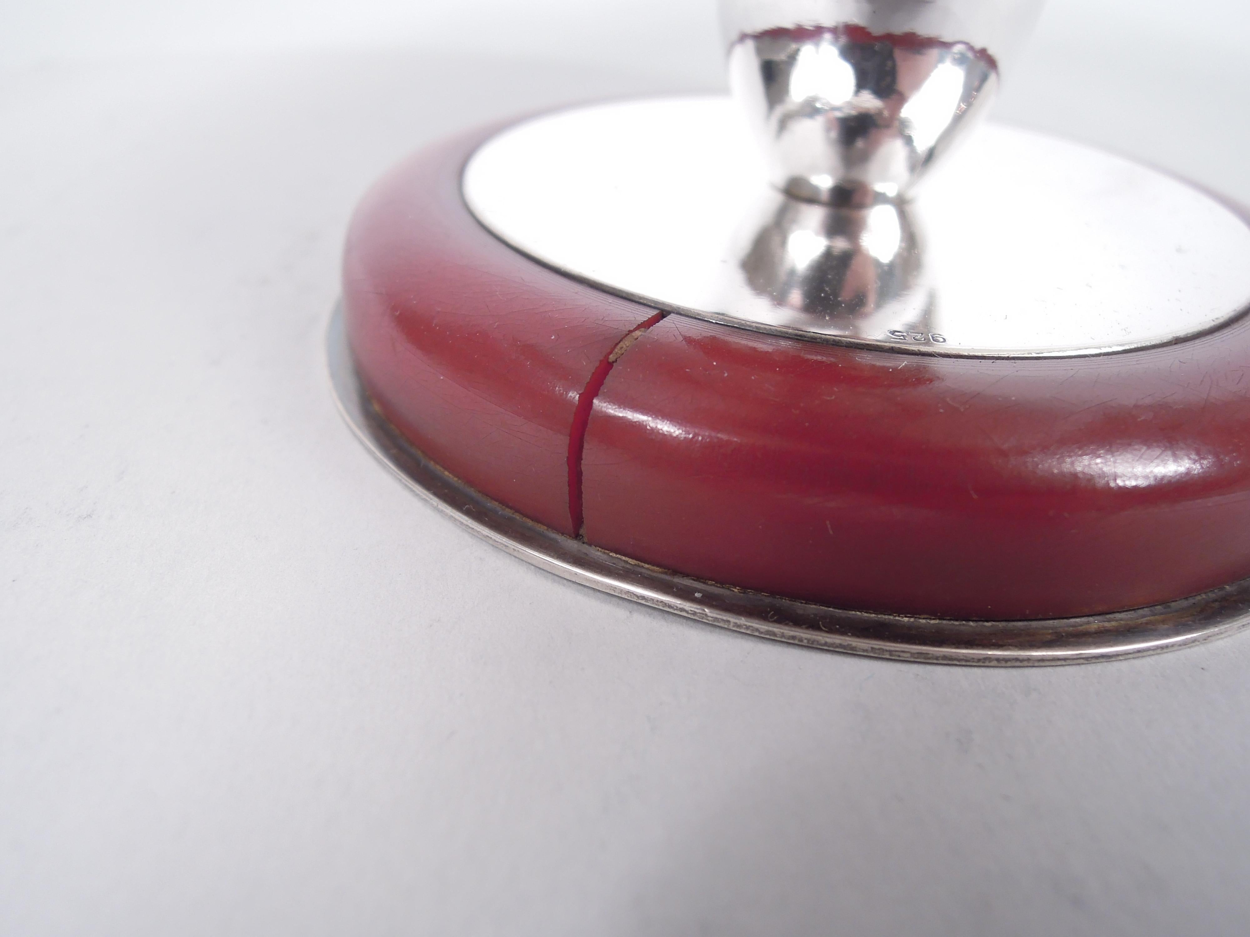 20th Century Super Stylish Italian Art Deco Sterling Silver and Bakelite Compote For Sale