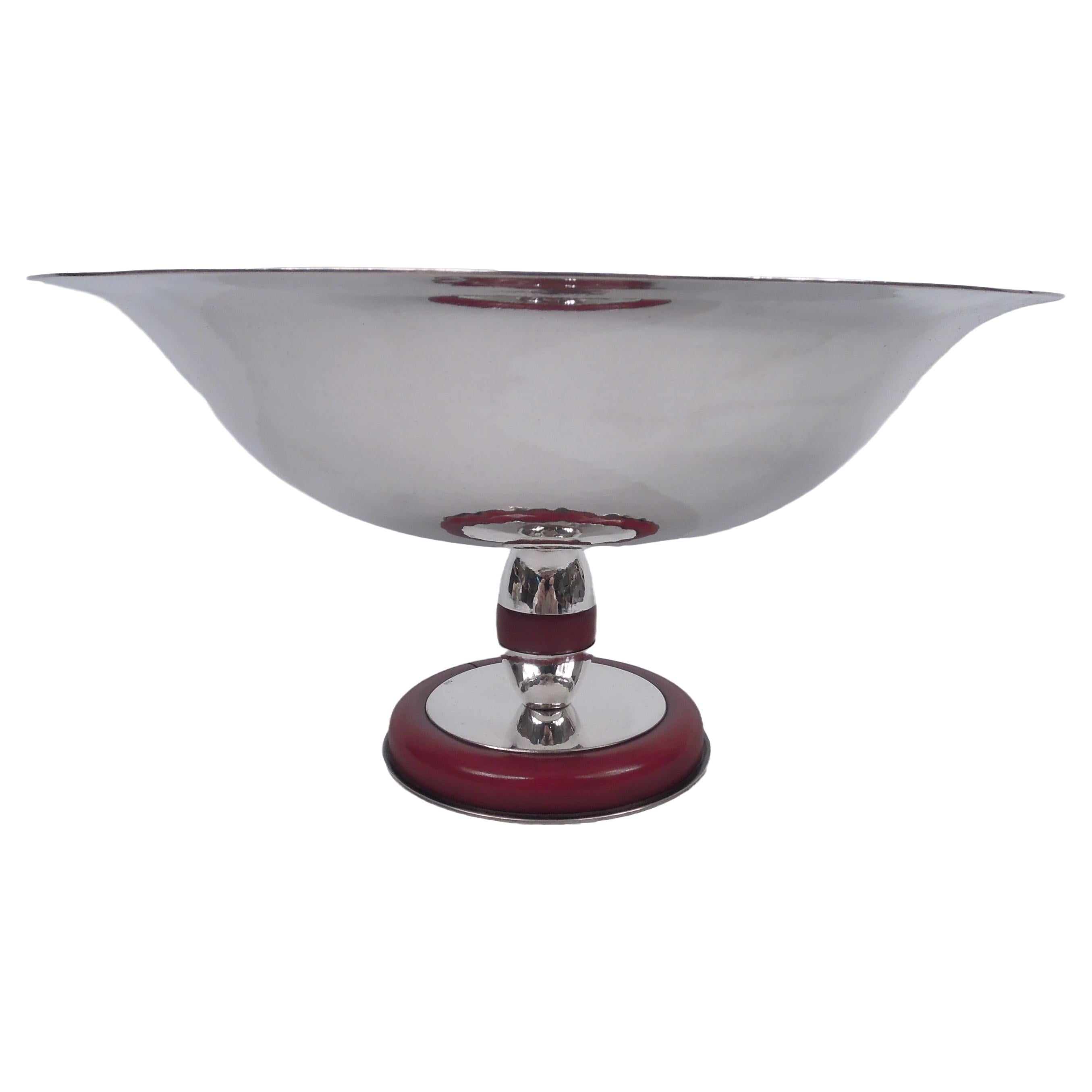 Super Stylish Italian Art Deco Sterling Silver and Bakelite Compote For Sale
