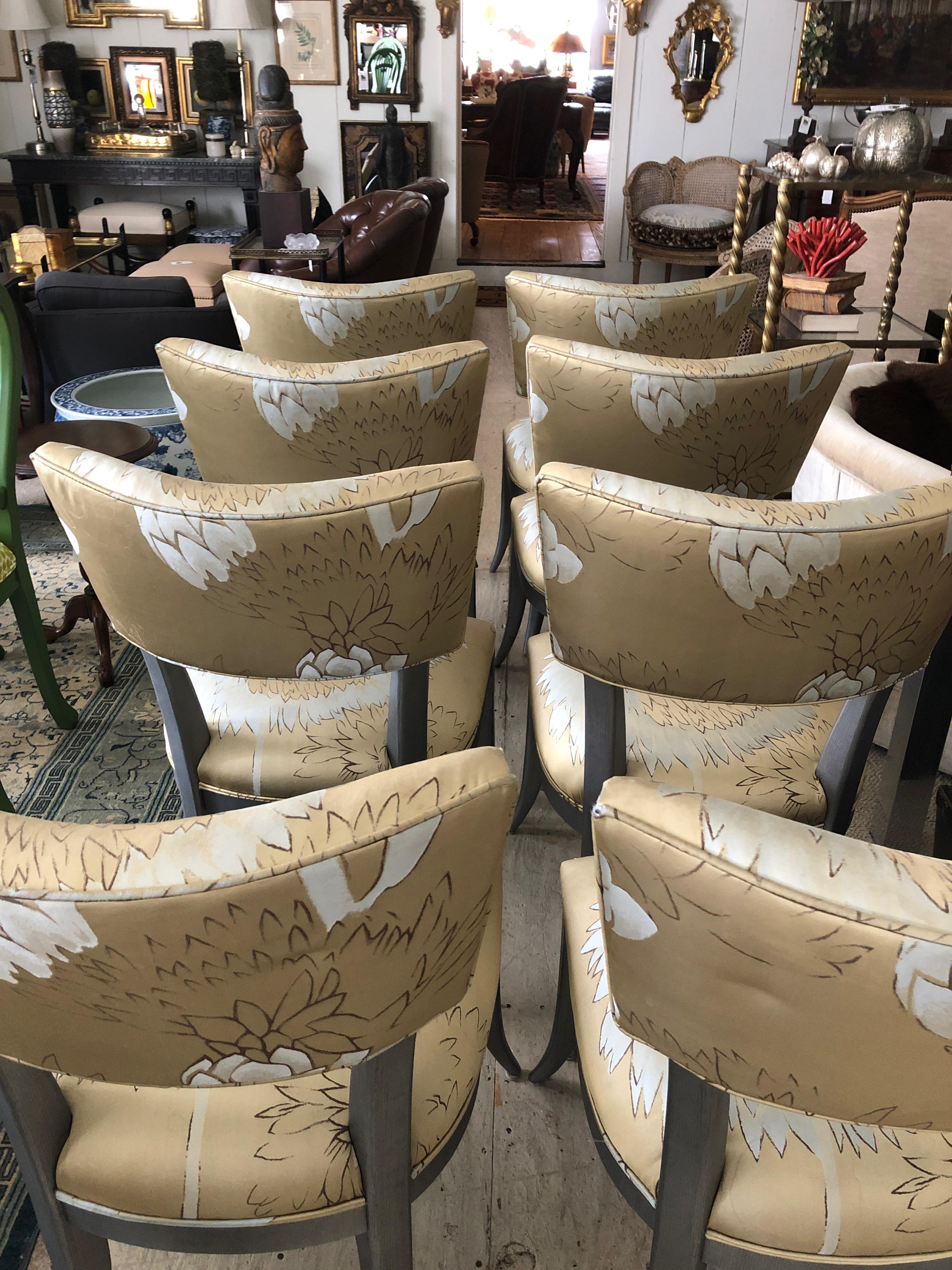 Modern Super Stylish Set of 8 Custom Klismos Dining Chairs
