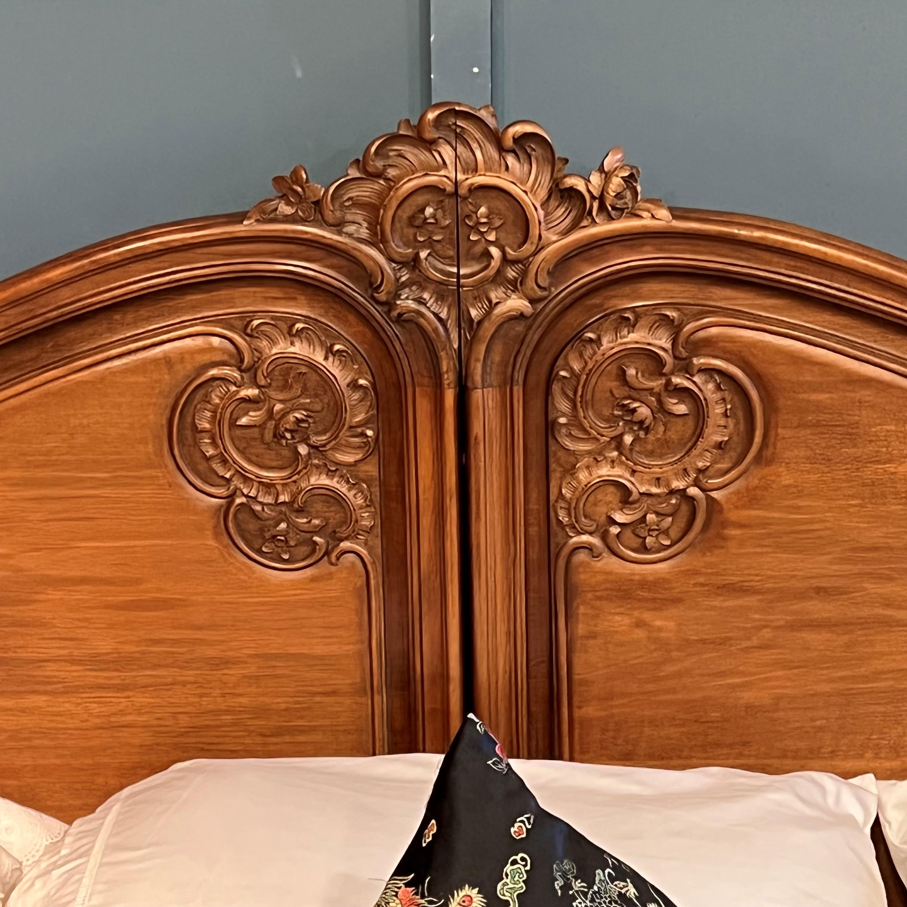 French Provincial Super Superking, Antique French Walnut Bed