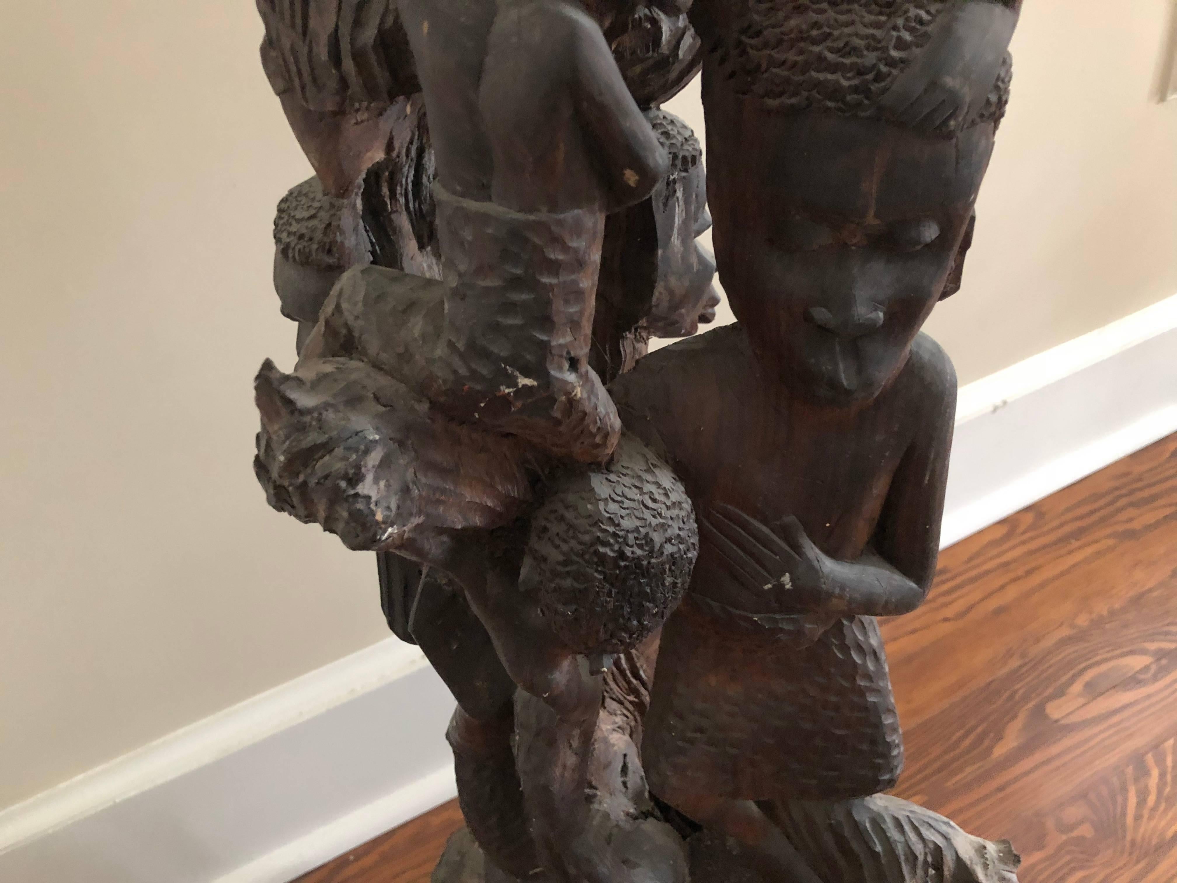Mid-20th Century Super Tall Fabulously Hand-Carved African Sculpture