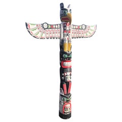 Vintage Super Tall Impressive Hand Carved and Painted Winged TOTEM Pole