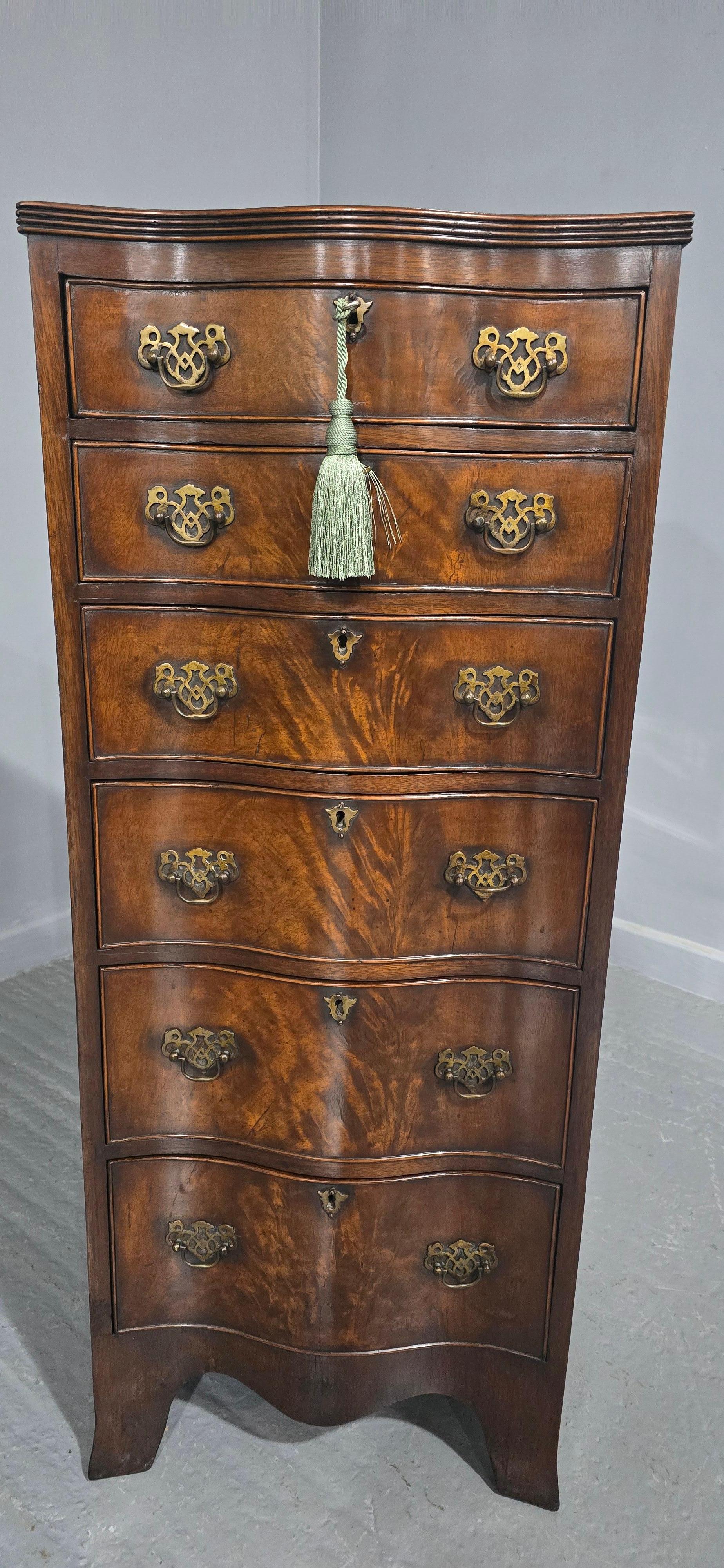 English Super Tall Mahogany Chest of Drawers For Sale