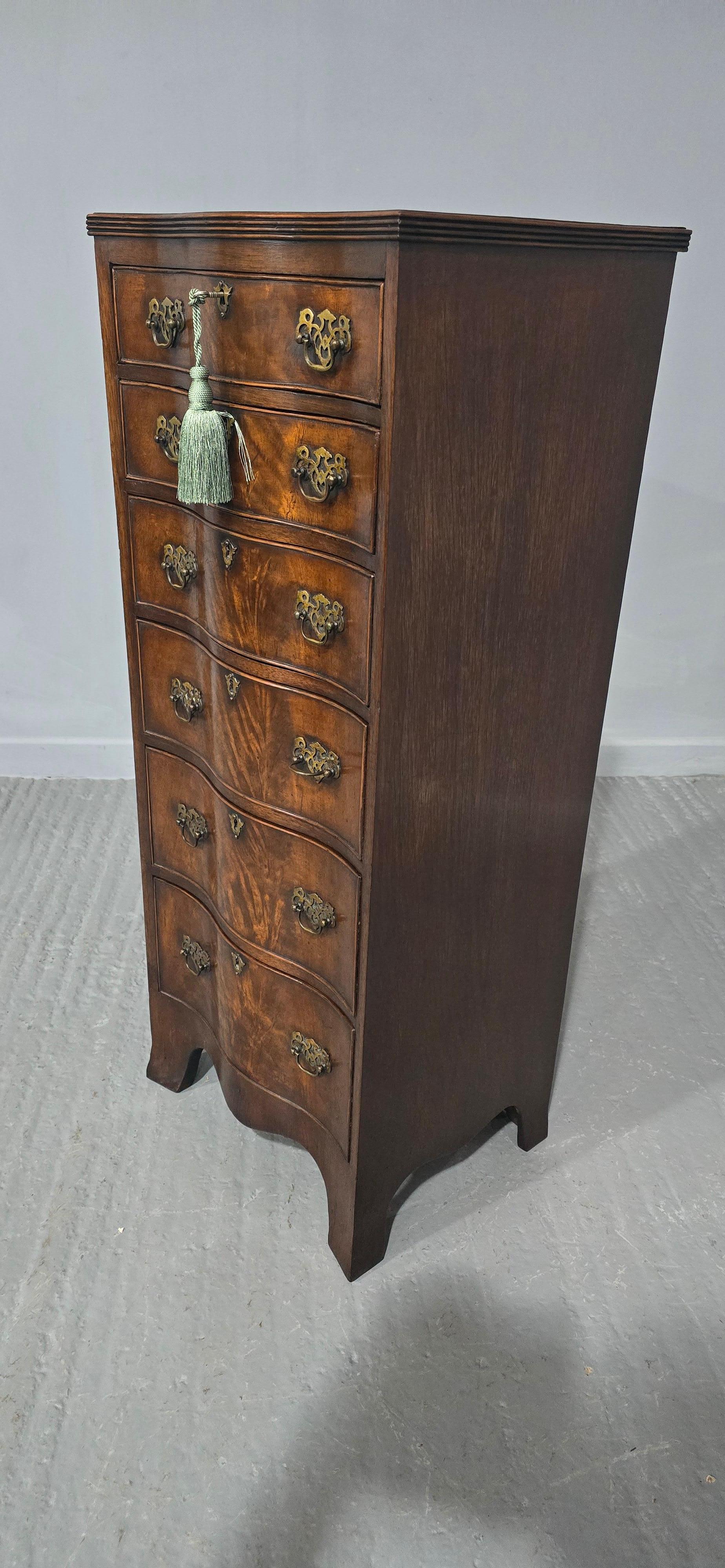 Veneer Super Tall Mahogany Chest of Drawers For Sale