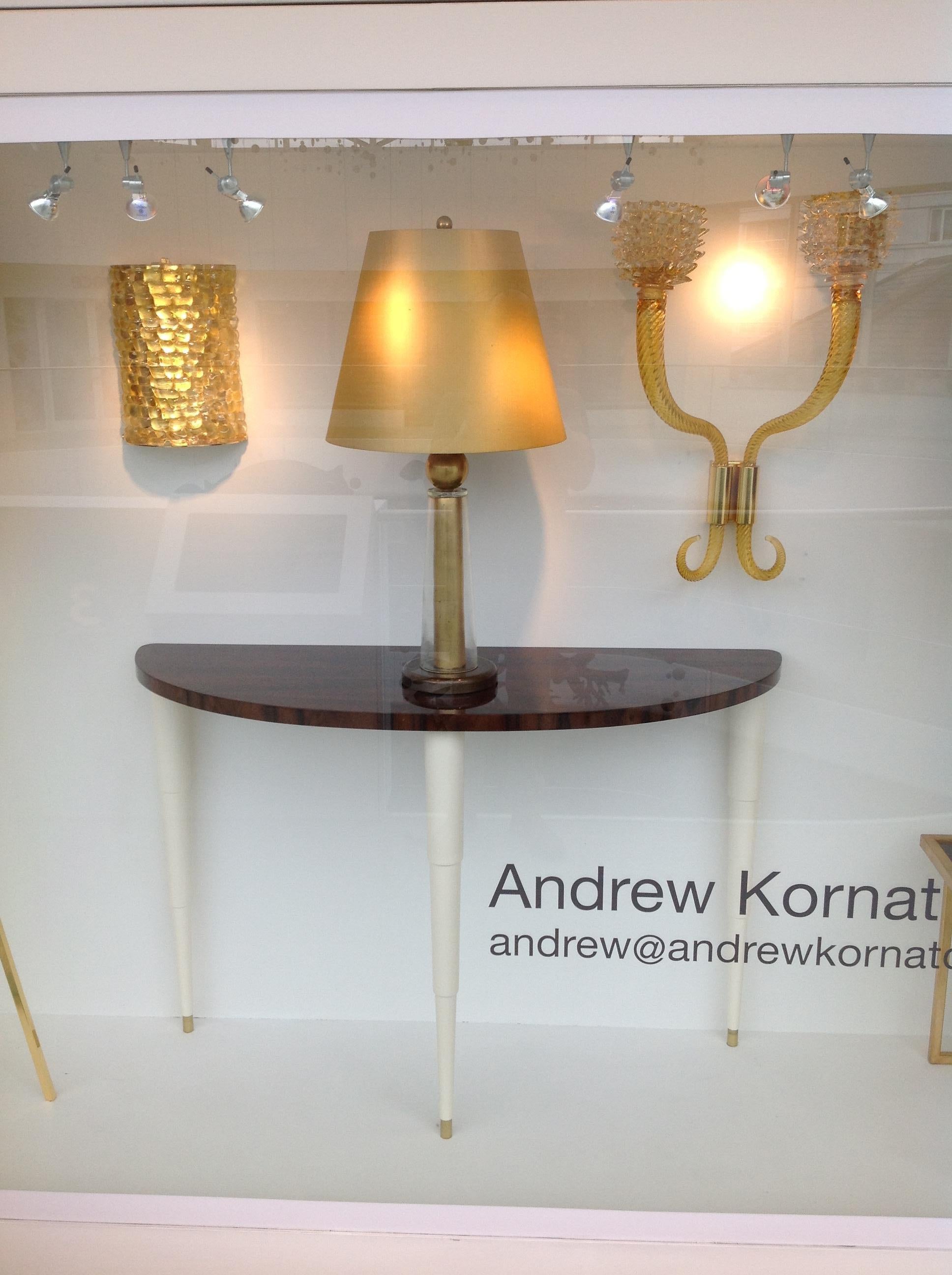 Super thick Murano Art Glass half cylinder sconces in Gold Leaf & Gold Plated For Sale 6
