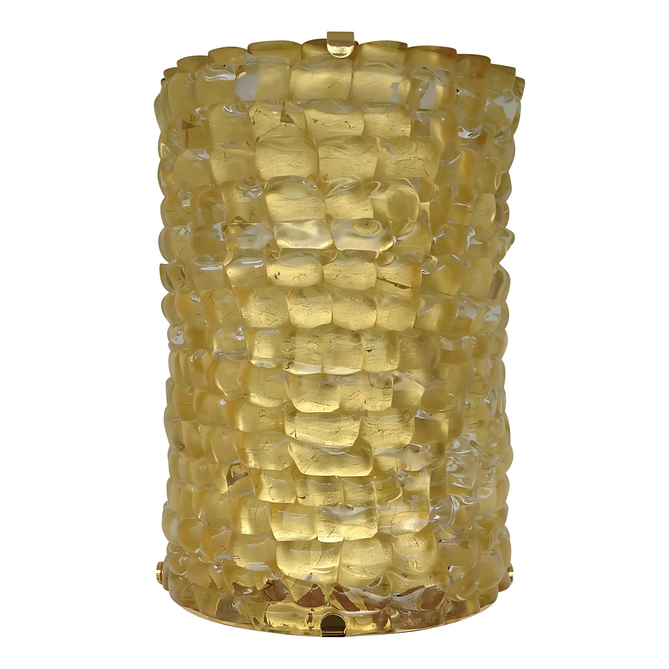 Super thick Murano Art Glass half cylinder sconces in Gold Leaf & Gold Plated For Sale 7