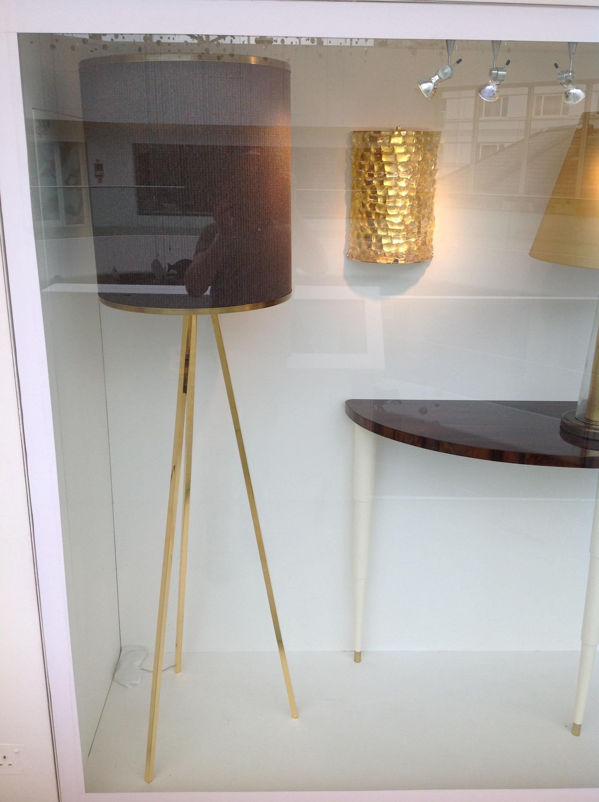 Super thick Murano Art Glass half cylinder sconces in Gold Leaf & Gold Plated For Sale 9