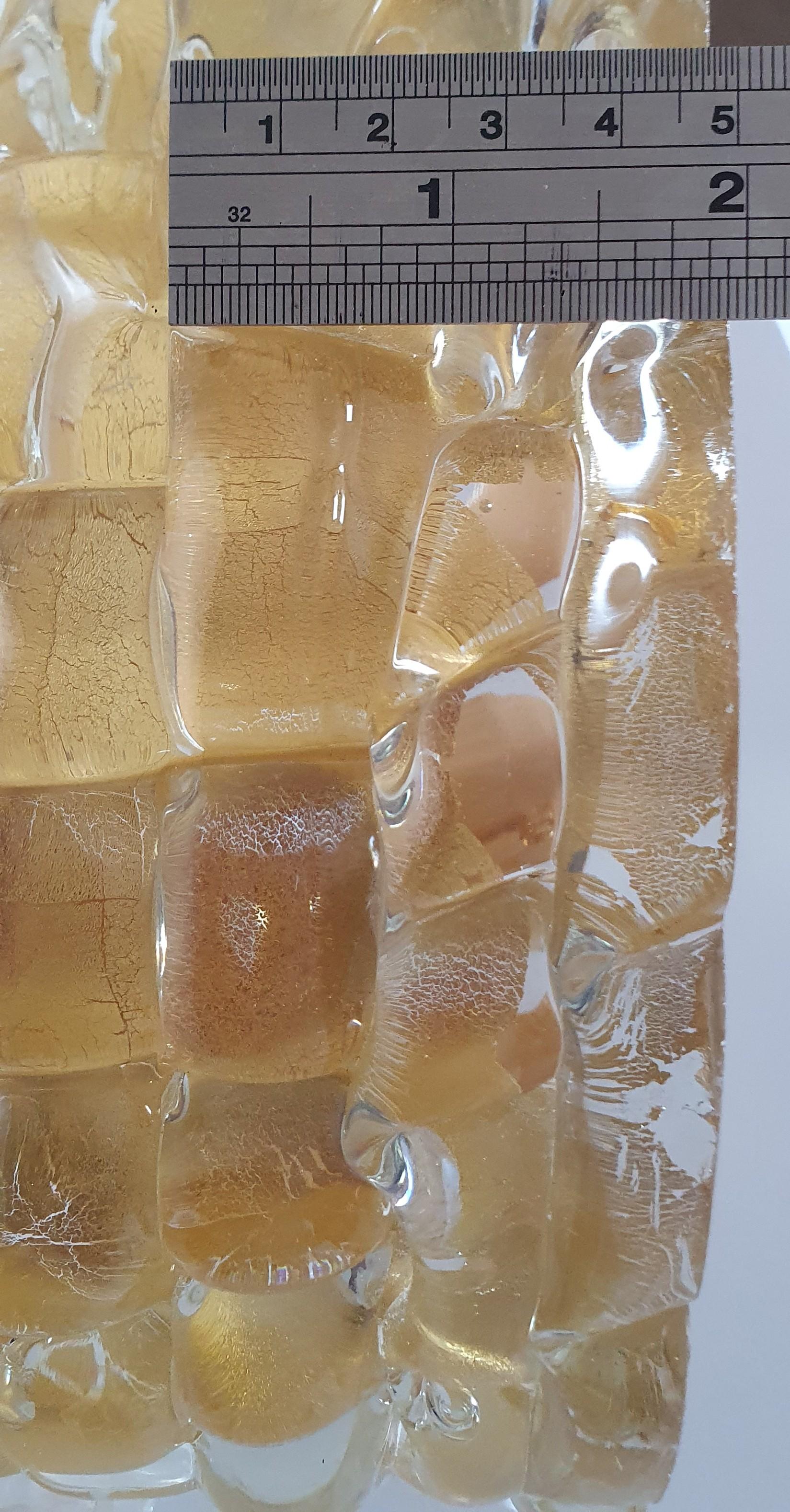 Super thick Murano Art Glass half cylinder sconces in Gold Leaf & Gold Plated For Sale 10