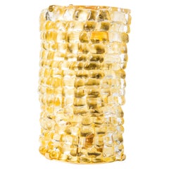 Super thick Murano Art Glass half cylinder sconces in Gold Leaf & Gold Plated