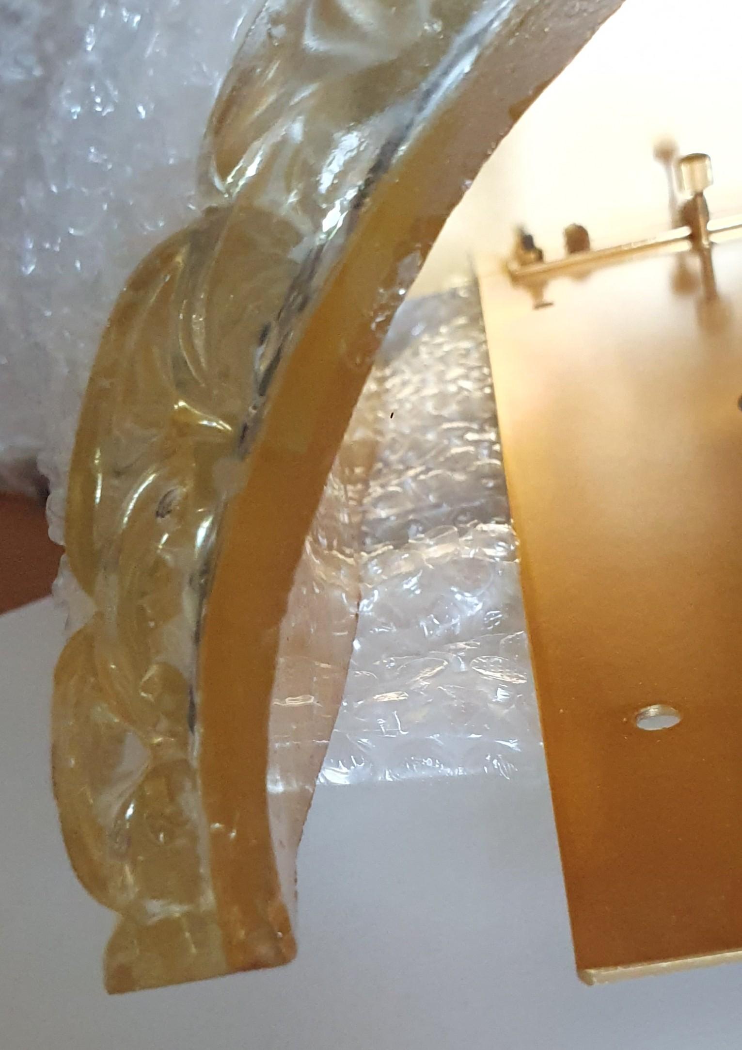 Contemporary Super thick Murano Art Glass half cylinder sconces in Gold Leaf & Gold Plated For Sale
