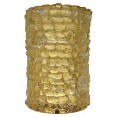 Super thick Murano Art Glass half cylinder sconces in Gold Leaf & Gold Plated