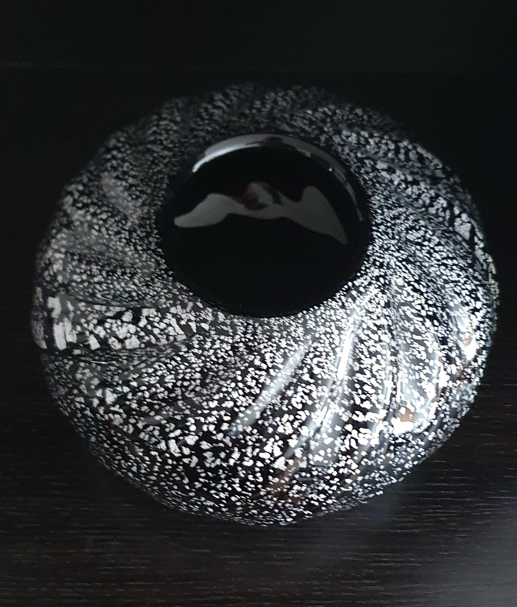 Vaso in vetro di Murano super spesso di Mazzuccato Murano, nero trasparente e foglia d'argento in vendita 5