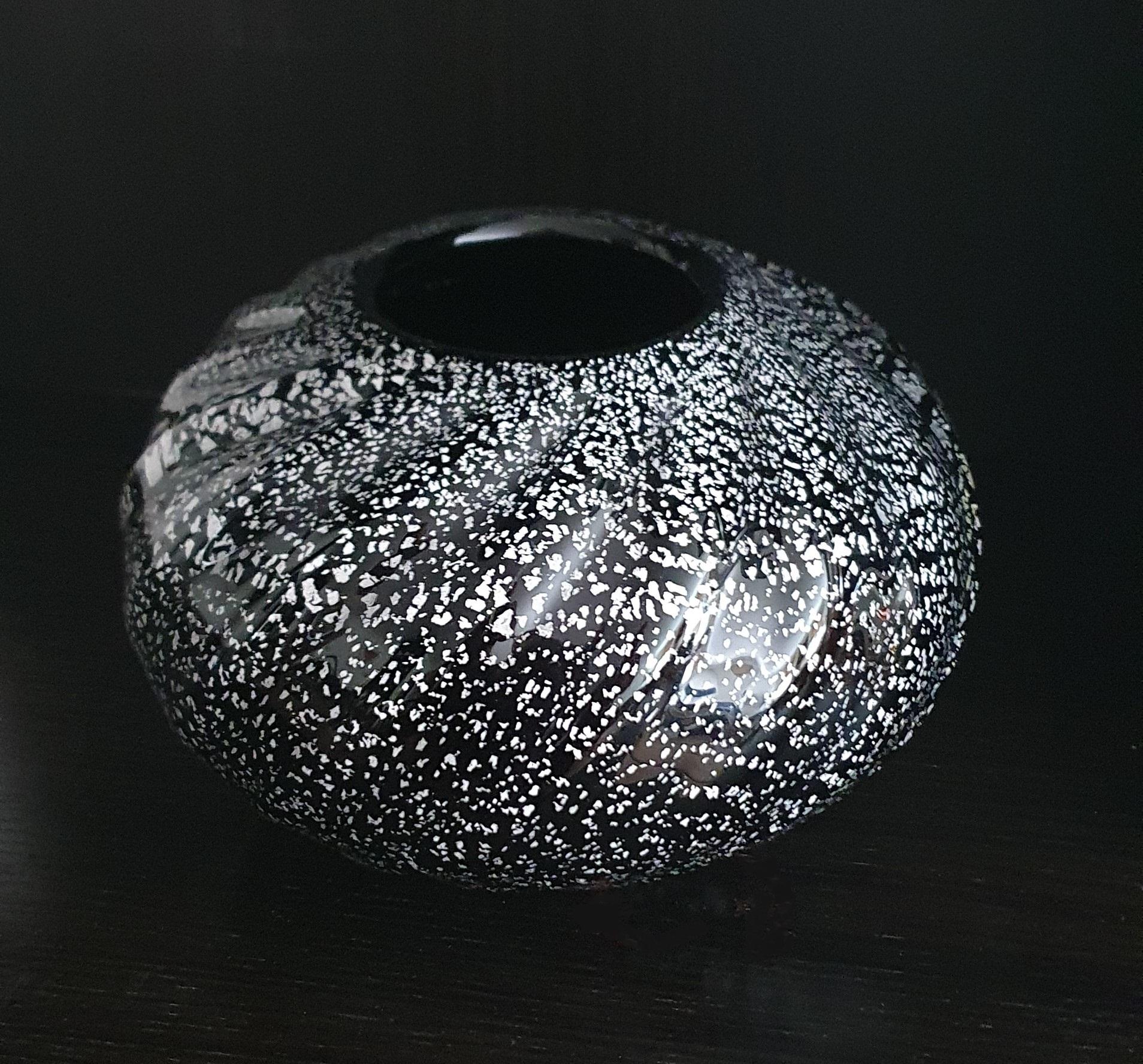 Vaso in vetro di Murano super spesso di Mazzuccato Murano, nero trasparente e foglia d'argento in vendita 6