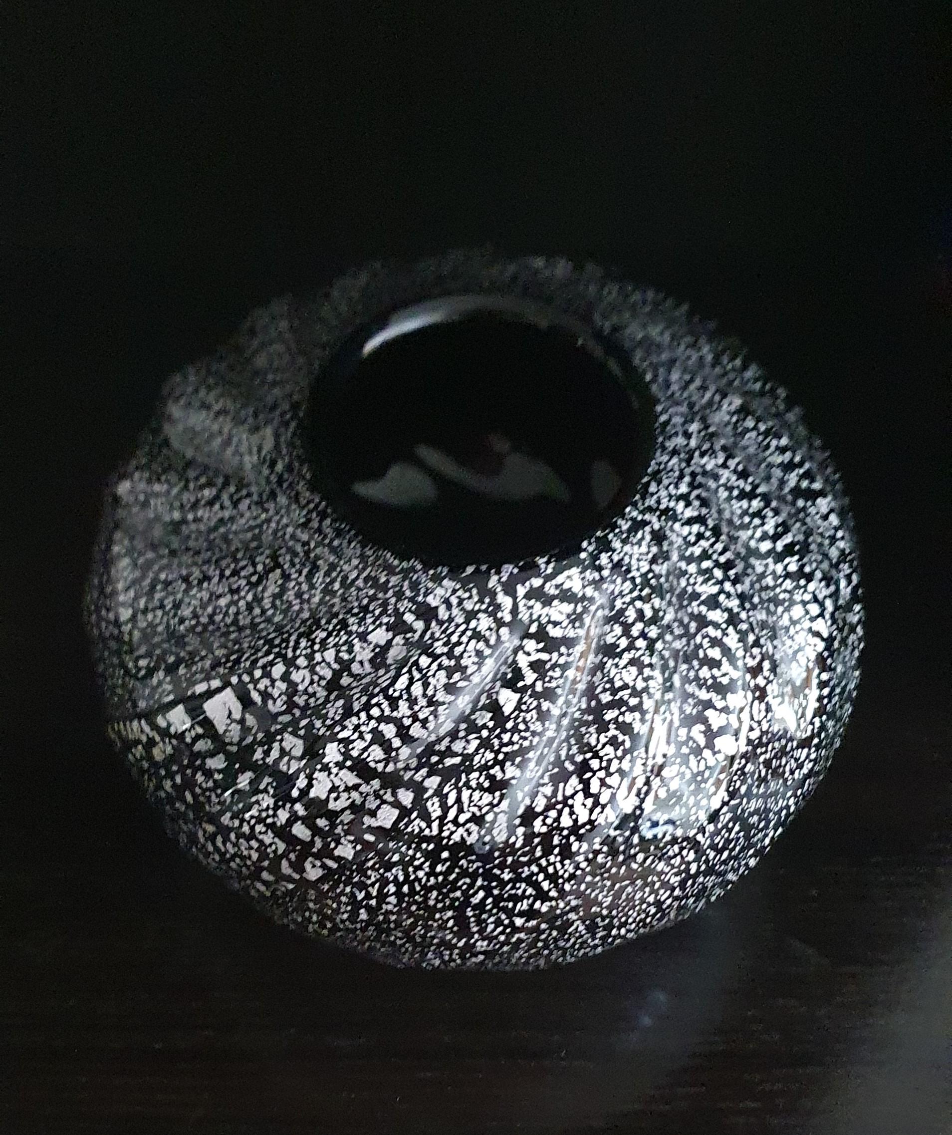 Vaso in vetro di Murano super spesso di Mazzuccato Murano, nero trasparente e foglia d'argento In condizioni buone in vendita a London, GB