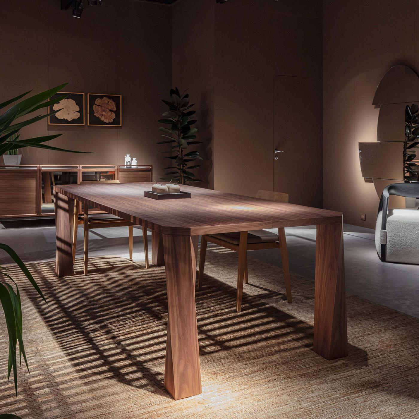 Italian Super Twist Rectangular Canaletto Walnut Wood Table For Sale