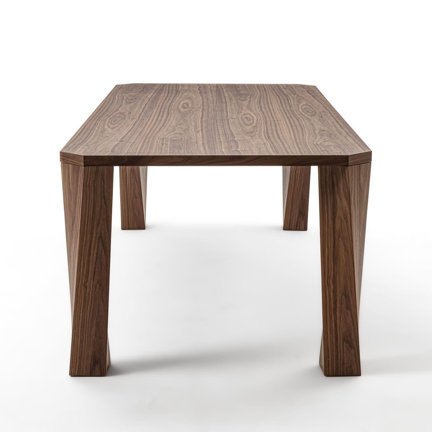 Super Twist Rectangular Canaletto Walnut Wood Table For Sale 1