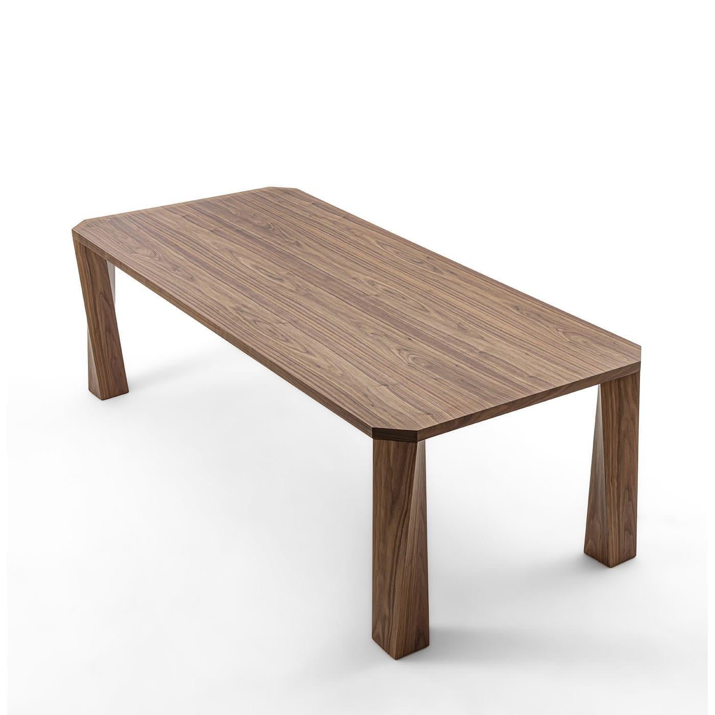 Super Twist Rectangular Canaletto Walnut Wood Table For Sale 4