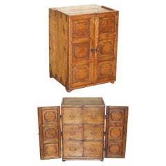 SUPER UNIQUE SMALL ANTIQUE 1880 ANGLO INDIAN MILITARY CAMPAIGN CHEST OF DRAWERs