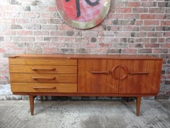 Super Vintage Retro 1960s Teak Sideboard with Handcrafted Handles & Cupboards