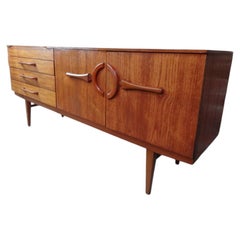 Super Vintage Retro 1960s Teak Sideboard with Handcrafted Handles & Cupboards