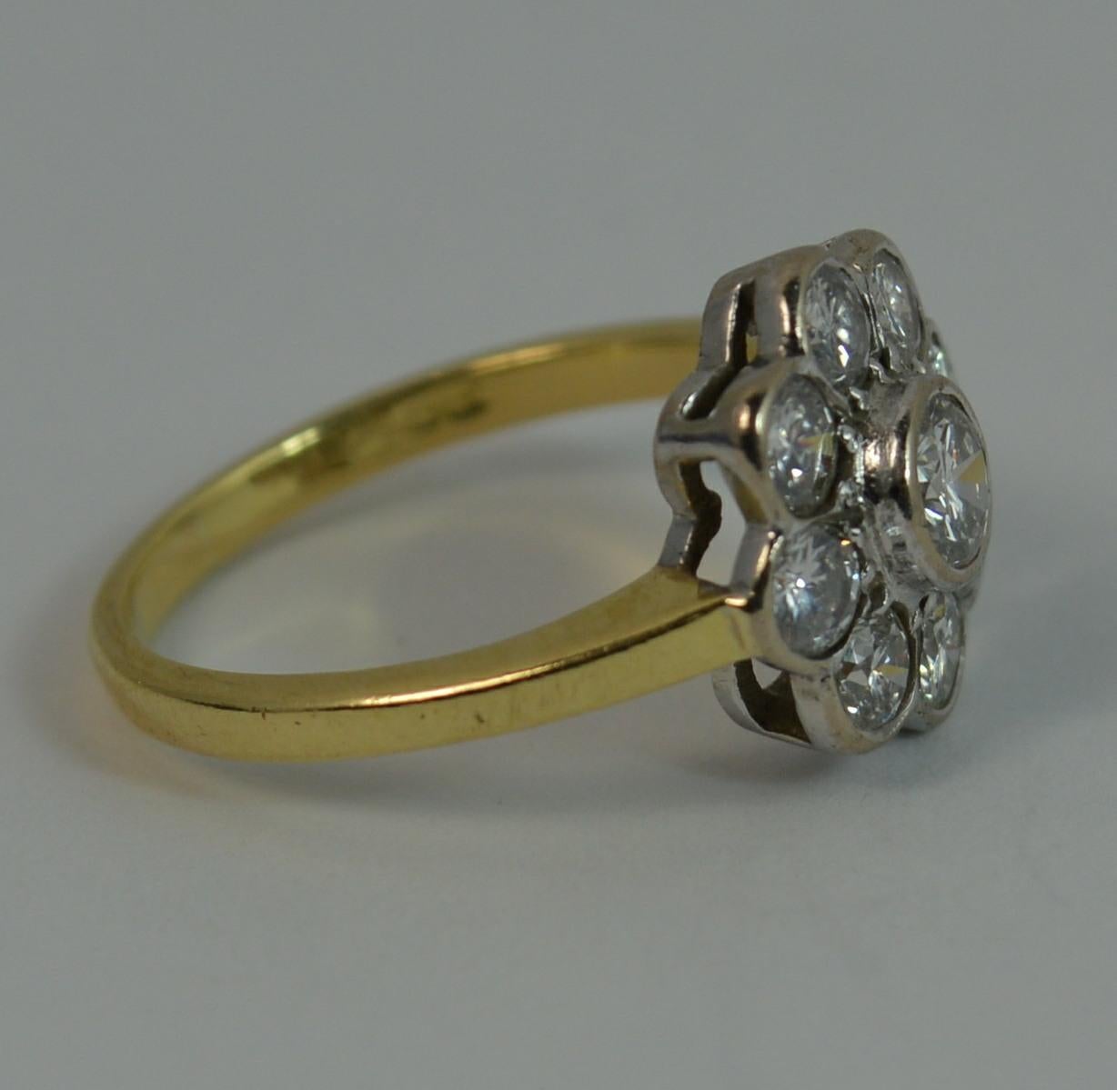 Superb 1.00 Carat Diamond 18 Carat Gold Bezel Cluster Engagement Ring 5