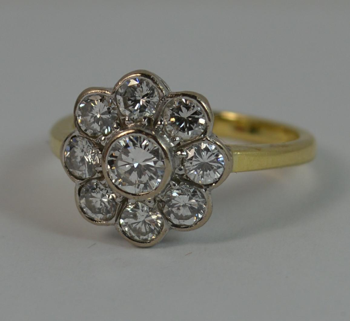 Superb 1.00 Carat Diamond 18 Carat Gold Bezel Cluster Engagement Ring 6