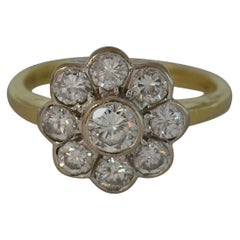 Vintage Superb 1.00 Carat Diamond 18 Carat Gold Bezel Cluster Engagement Ring