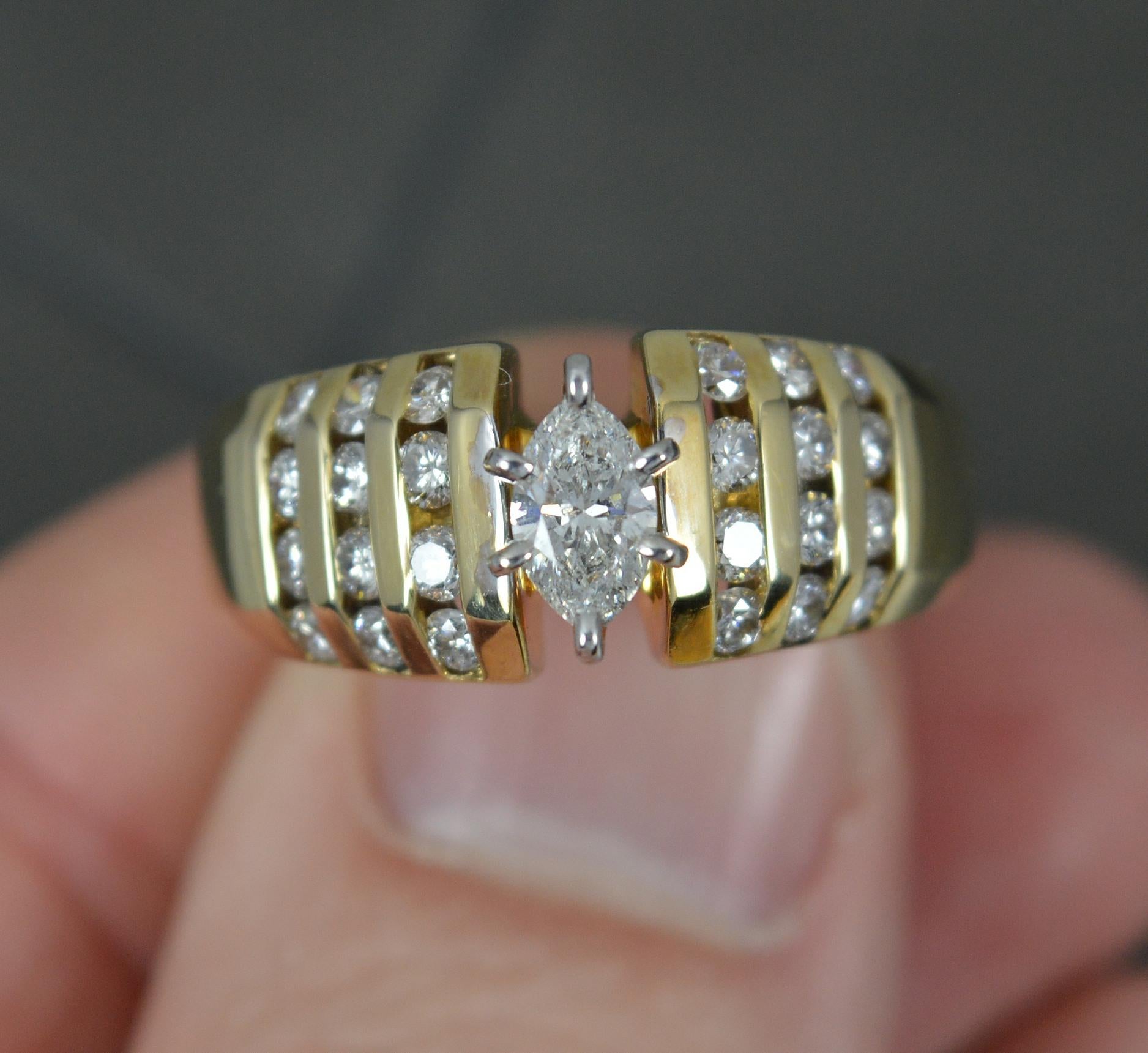 Superb 1.00ct Diamond and 14ct Gold Engagement Cluster Ring For Sale 2