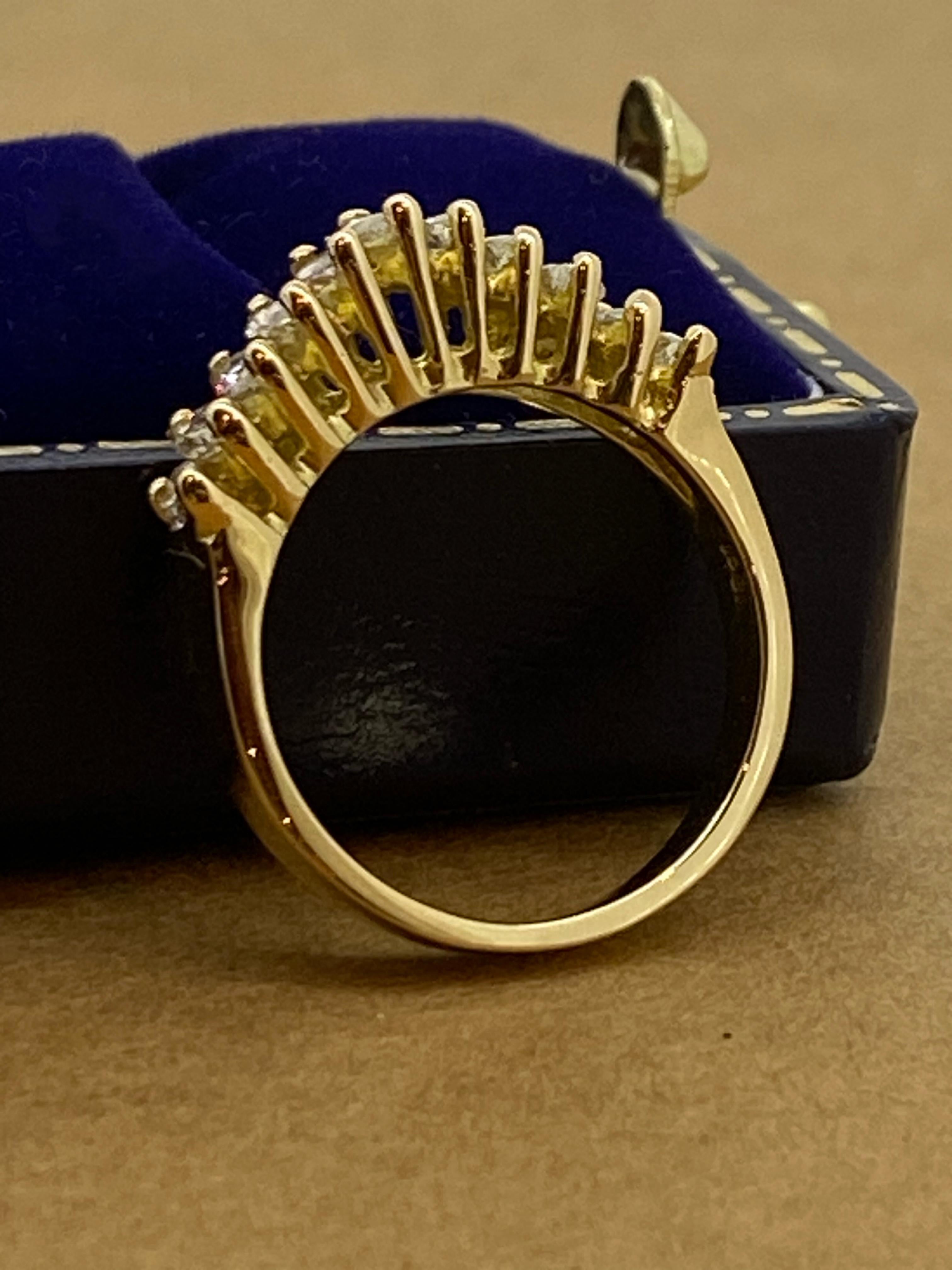 Superbe bague/anneau grappe en or jaune 18 carats avec diamant taille marquise de 1,00 carat (x 11) en vente 3