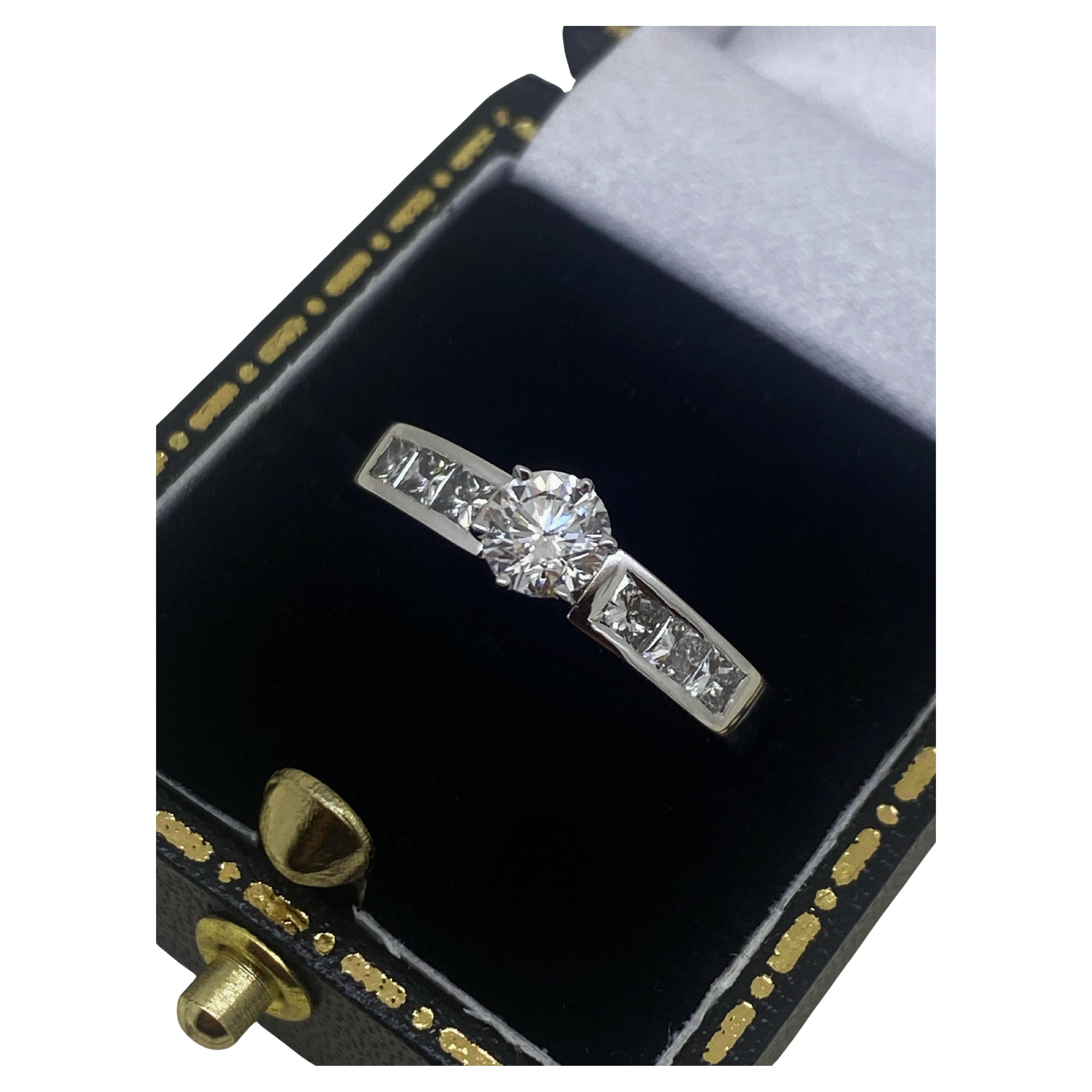 Superb 1.00ct Solitaire with Accents Diamond Engagement Ring in 18K White Gold