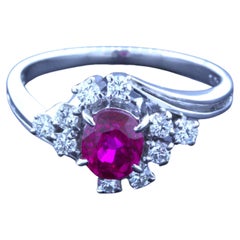 Hervorragender 1,01 Karat Ho-Heat burmesischer Rubin-Diamant-Platinring, GIA zertifiziert