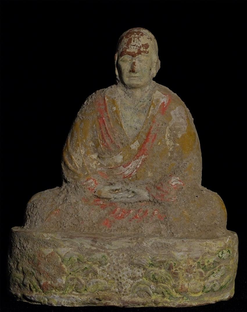 Superb 10th century Chinese Monk. Purchased 25 years ago at a high end Asian Antique shop (The Oriental Corner) store in Los Altos California. Particularly sensitively modeled face. Remains of burial patina, but no breaks or repairs. Very special.