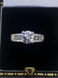 Superb 1.40ct Solitaire with Accents Diamond Engagement Ring in 18K White Gold