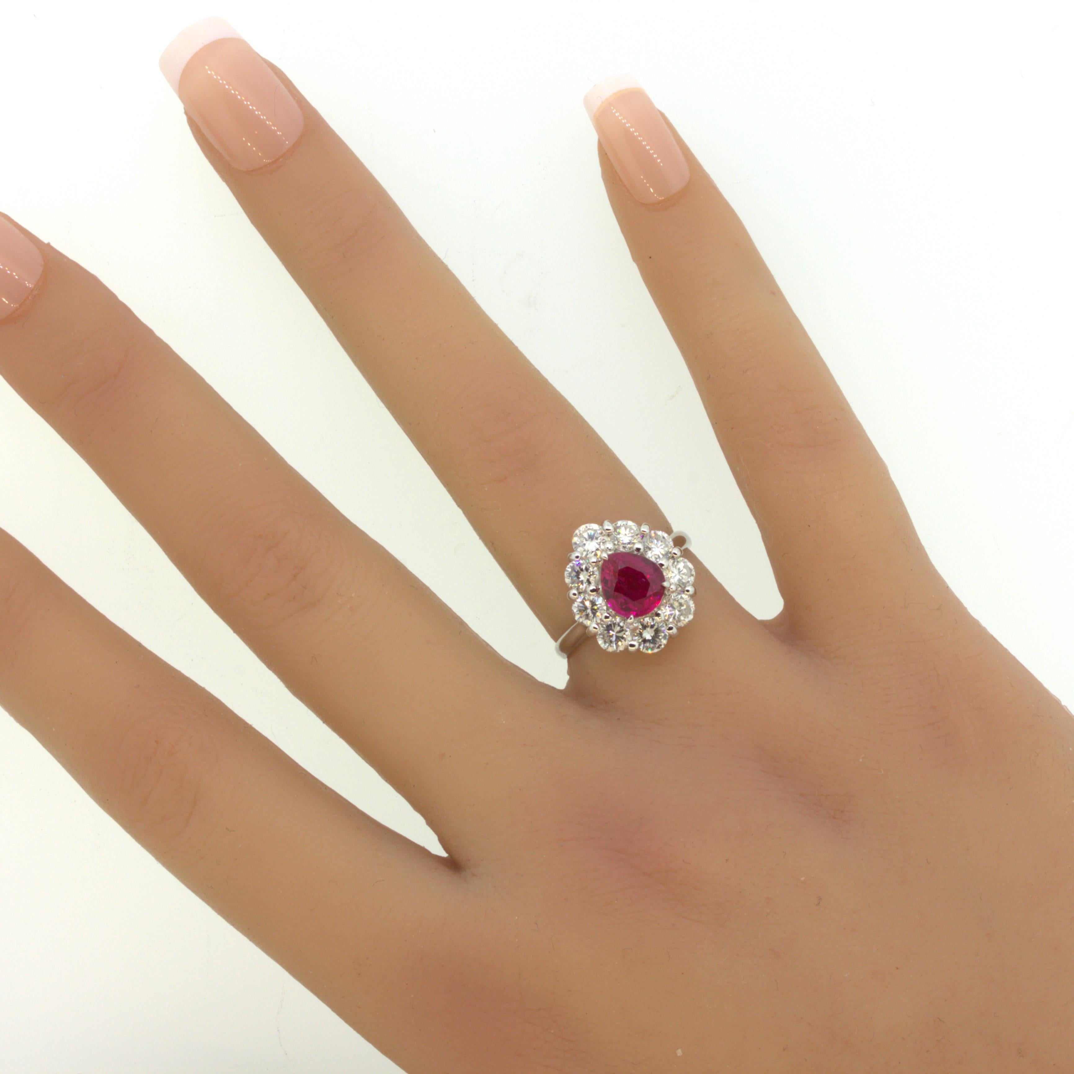 Superb 1.79 Carat Burmese Ruby Diamond Platinum Ring, GIA Certified For Sale 6
