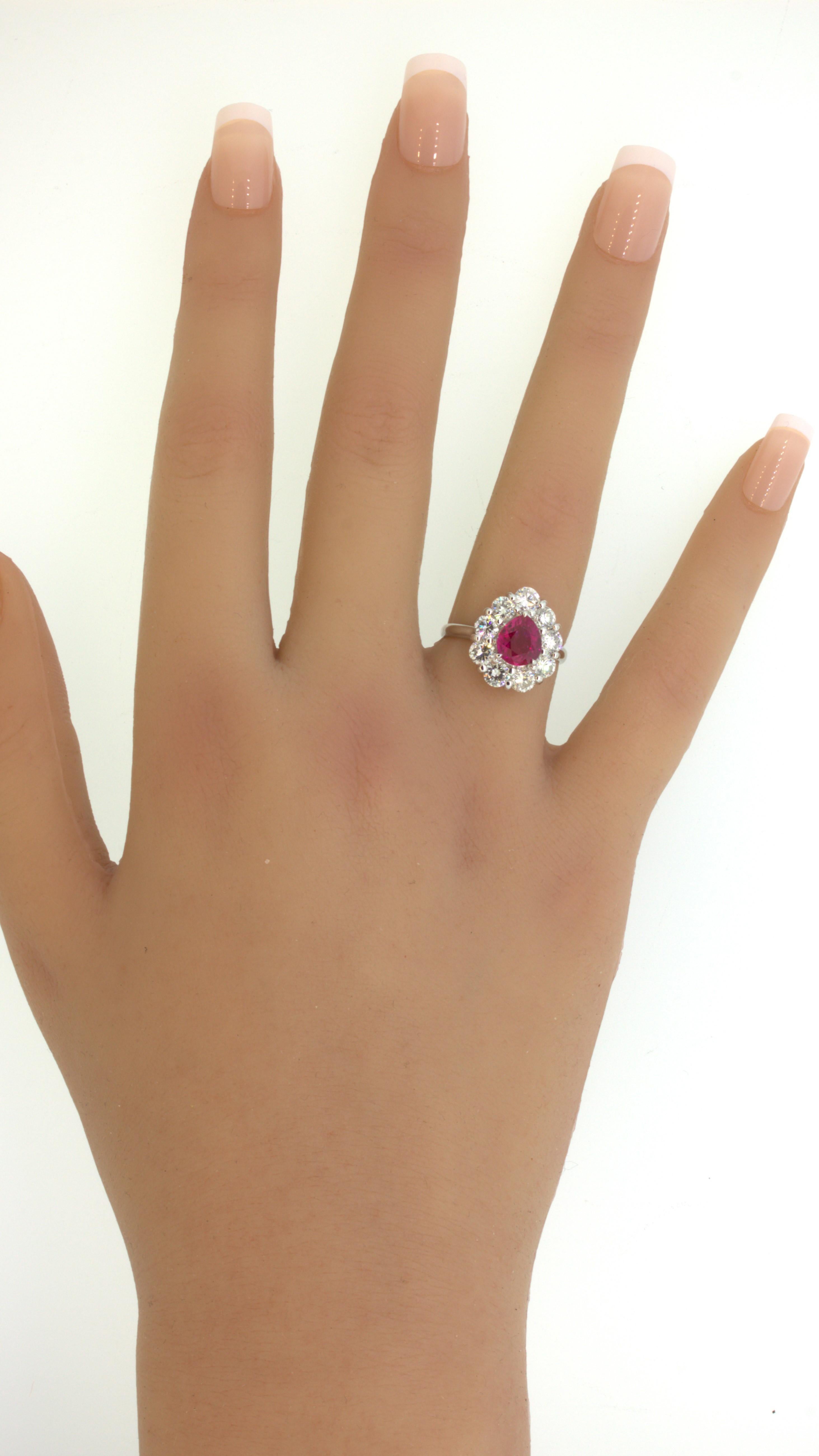 Superb 1.79 Carat Burmese Ruby Diamond Platinum Ring, GIA Certified For Sale 8