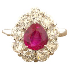 Superbe bague en platine avec rubis de Birmanie de 1,79 carat et diamants, certifiée GIA
