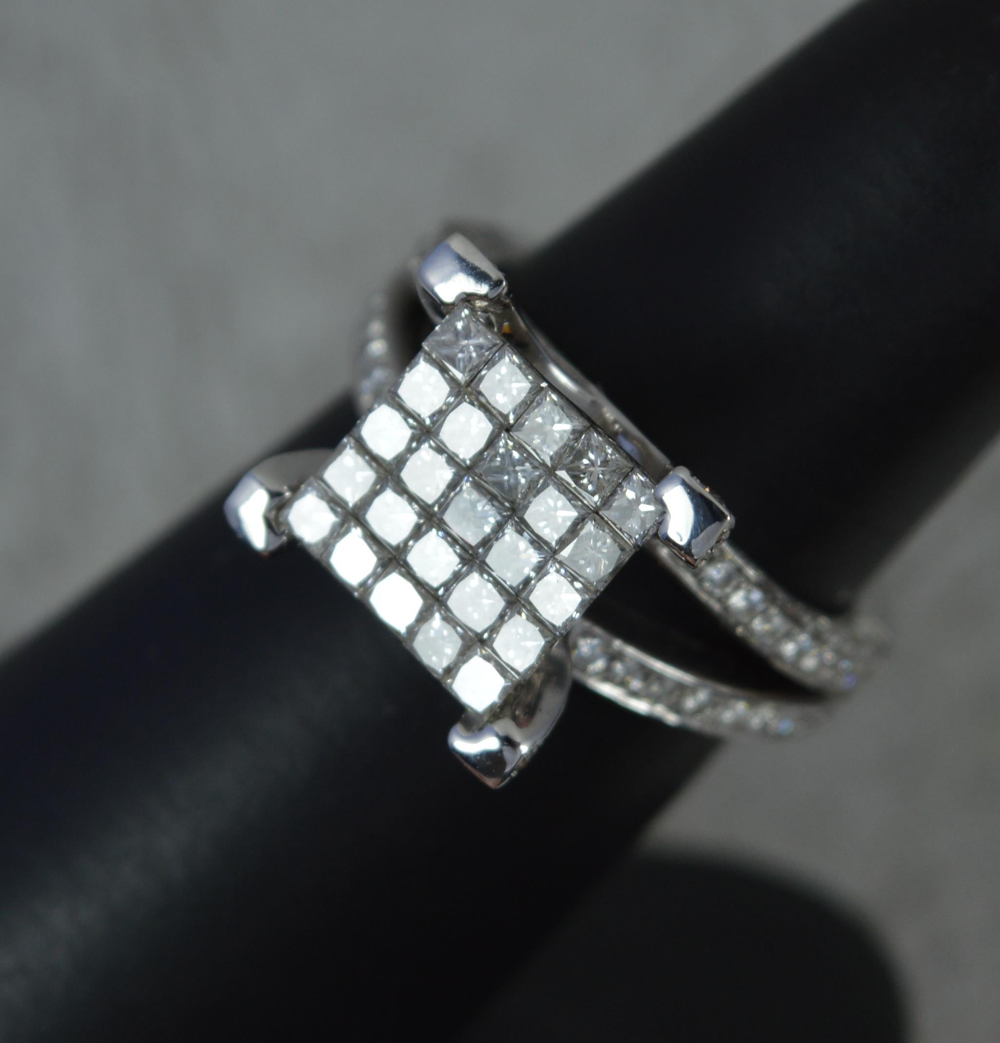 Superb 18ct White Gold and 2.25ct Diamond Cluster Statement Ring For Sale 8