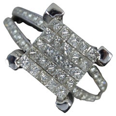 Superb 18ct White Gold and 2.25ct Diamond Cluster Statement Ring