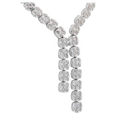 Superb 18k White Gold Riviera Necklace w/ 22ct Natural Diamonds IGI Certificate
