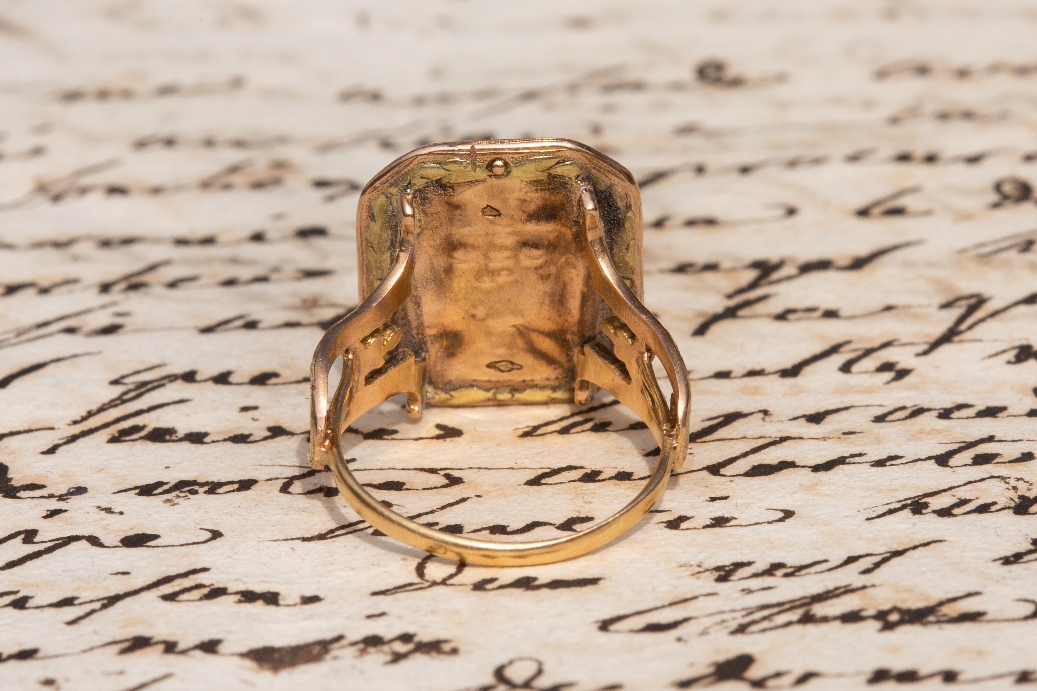 Superb 18th Century French Antique Gold Monogrammed Intaglio Seal Ring Georgian In Good Condition In London, GB